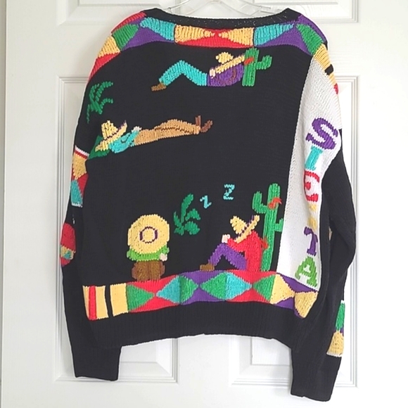 Vintage 1988 Berek NY Fiesta Siesta Pullover V-neck Pima Cotton Knit Bergdorf's - Picture 9 of 12